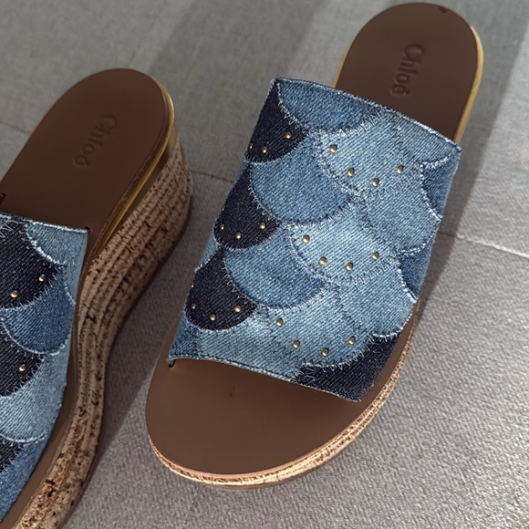 Chloe denim wedge sandals size 40 - Picture 2 of 5